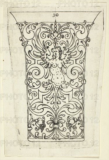 Plate 10, from twenty ornamental designs for goblets and beakers, 1604. Creator: Master AP.