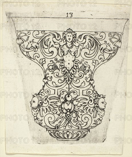 Plate 13, from twenty ornamental designs for goblets and beakers, 1604. Creator: Master AP.