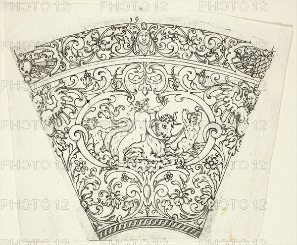 Plate 19, from twenty ornamental designs for goblets and beakers, 1604. Creator: Master AP.