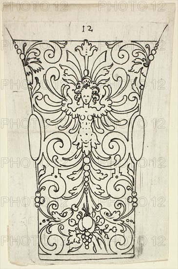 Plate 12, from XX Stuck zum (ornamental designs for goblets and beakers), 1601. Creator: Master AP.