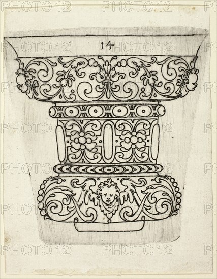 Plate 14, from XX Stuck zum (ornamental designs for goblets and beakers), 1601. Creator: Master AP.