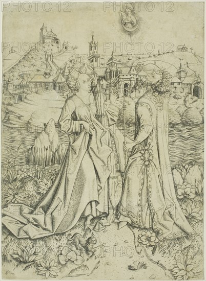 Augustus and the Sibyl, c. 1450. Creator: Master ES.