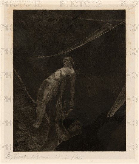 Back into Nothingness, plate fifteen from A Life, 1884. Creator: Max Klinger.