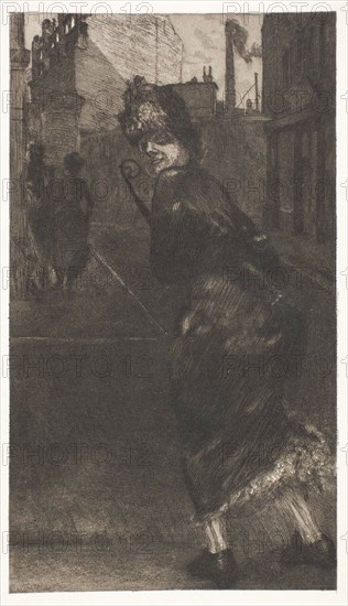 On the Street, plate nine from A Life, 1884. Creator: Max Klinger.