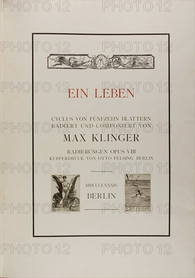 Title Page: A Life, 1884. Creator: Max Klinger.