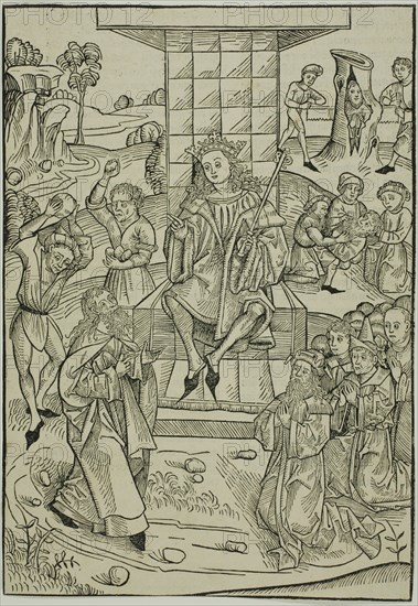 The Stoning of Zacharias and Isaias, page 9 from the Treasury (Schatzbehalter), 1491. Creator: Michael Wolgemut.