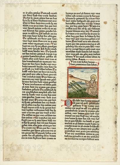 Life of Saint Pirminius from Heiligenleben, Winterteil (Lives of the Saints, Wintertime)..., 1929. Creators: Unknown, Günther Zainer, Jacobus de Voragine, Wilhelm Ludwig Schreiber.