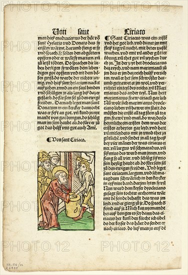 Saint Ciriaco from Heiligenleben (The Lives of Saints), Plate 12 from Woodcuts from..., 1929. Creators: Unknown, Johann Schönsperger the Elder, Jacobus de Voragine, Wilhelm Ludwig Schreiber.