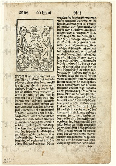 Saint Quiriaco from Heiligenleben (Lives of the Saints), Plate 8 from Woodcuts from..., 1929. Creators: Unknown, Johann Schönsperger the Elder, Jacobus de Voragine, Wilhelm Ludwig Schreiber.