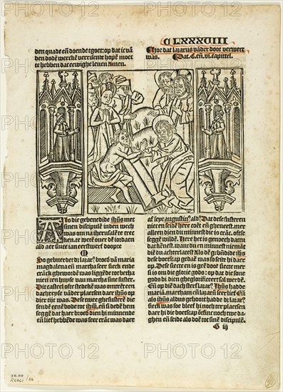 The Raising of Lazarus from Leven Christi by Ludolphus de Saxonia..., assembled...1937. Creators: Unknown, Max Geisberg, Ludolph of Saxony.