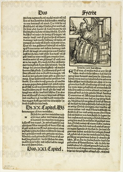 Illustration from Von dem nutz der ding, plate seventeen from Woodcuts..., 1518, assembled...1937. Creators: Unknown, Max Geisberg.