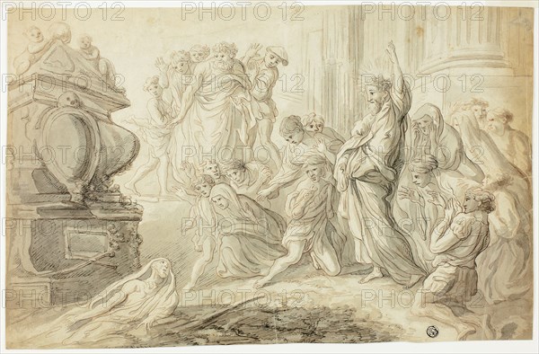 Raising of Lazarus (recto); Travelers with Cart Outside Inn (verso), 1700/99. Creator: Unknown.