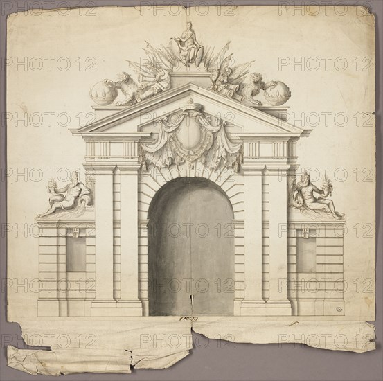 Triumphal Arch with Order of the Golden Fleece at Center, n.d. Creator: Unknown.