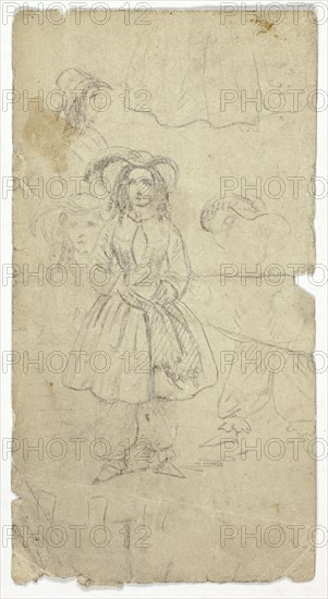 Sketches of Young Girl (recto); Sketches of Banjo Player (verso), n.d. (recto); 1800/1899 (verso). Creator: Unknown.