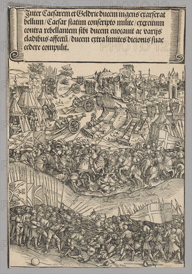 War with Guelders, plate 5 from Historical Scenes from the Life of Emperor..., printed c. 1520. Creator: Wolf Traut.