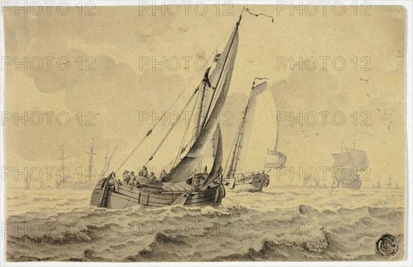 Boats in Full Sail, n.d. Creator: Cornelis Ouboter van der Grient.