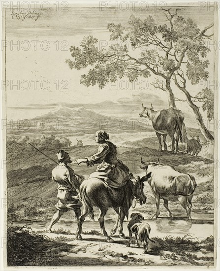 Woman on a Donkey, 1650/60. Creator: Cornelis de Visscher.