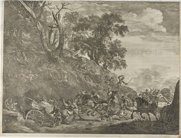 Attack on a Convoy, n.d. Creator: Cornelis de Visscher.