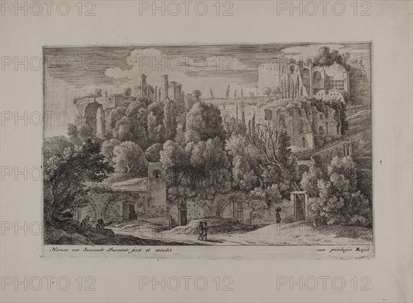 Antique Ruins of an Amphitheater, 1650-55. Creator: Herman van Swanevelt.