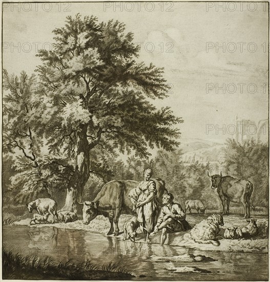 Two Shepherds with Cattle, n.d. Creator: Cornelis Ploos van Amstel.