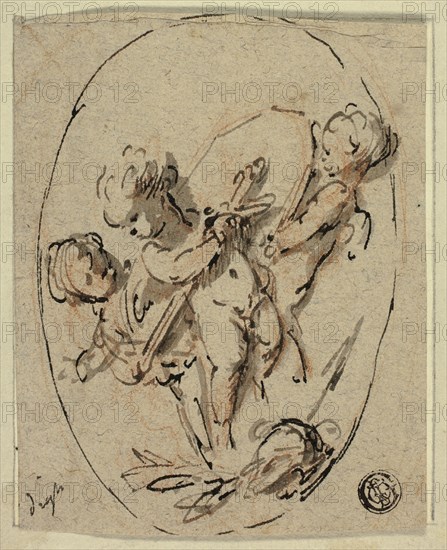 Putti with Shield and Sword, n.d. Creator: Jacob de Wit.