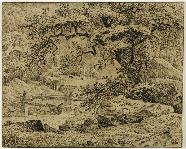 Landscape with Figure Resting Under Tree by Stream, n.d. Creator: Jacob van Ruisdael.