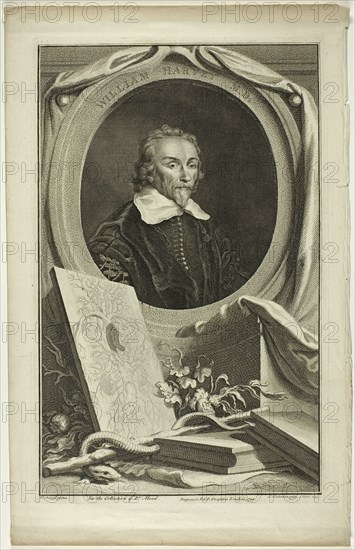 William Harvey, M.D., 1739. Creator: Jacobus Houbraken.