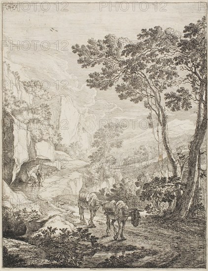 The Two Mules, from a set of four Italian Landscapes, 1645/50. Creator: Jan Dirksz Both.