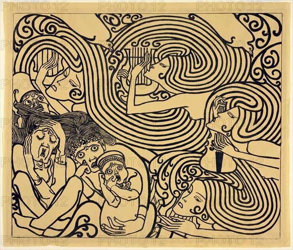 Image Design for a Poster, Wagenaar's Cantata 'The Shipwreck', 1899. Creator: Jan Toorop.