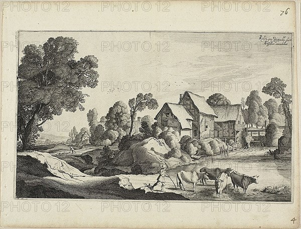 Herd of Cattle at a Ford Near a Watermill, 1646. Creator: Jan van de Velde II.