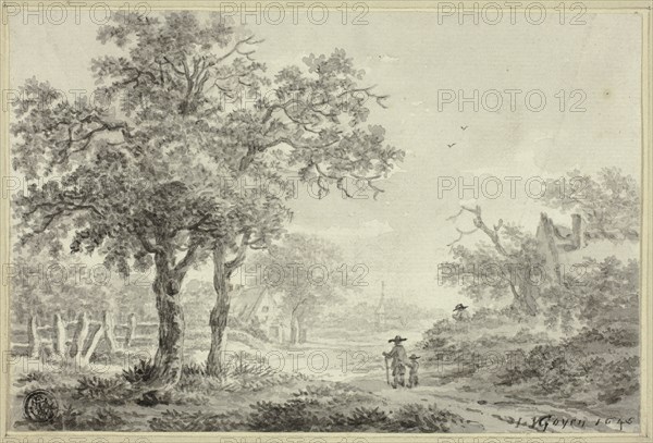 Man and Boy Walking Down Village Road, n.d. Creators: Jan van Goyen, Paulus van Liender.