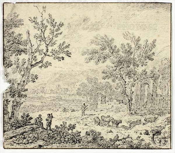 Landscape with Goats, Goatherd and Ruins, n.d. Creator: Jan van Huysum.