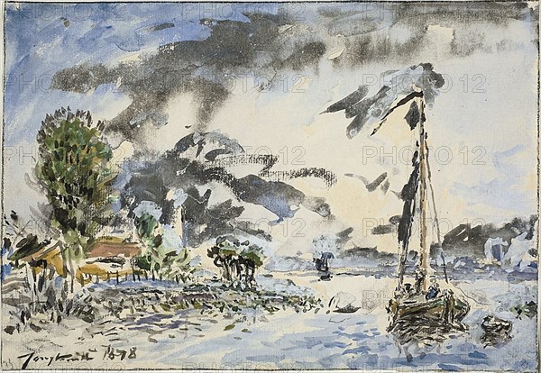 Fishing Boat, 1878. Creator: Johan Barthold Jongkind.