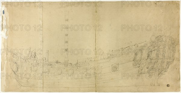 Ship Constructor's Drawing for Dutch Galleon, n.d. Creator: Willem van de Velde I.