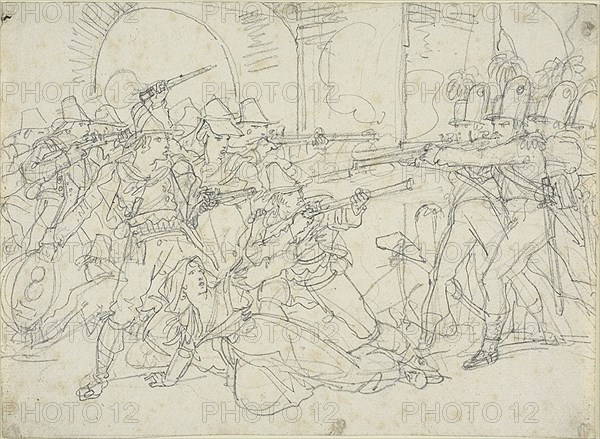 Study for Events of the Life of Massaroni, an Italian Bandit, 1823. Creator: Bartolomeo Pinelli.