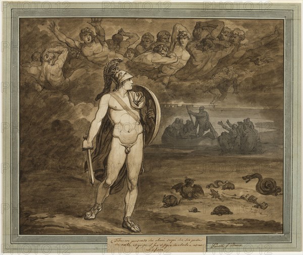 Telemachus, Believing that His Father, Ulysses, Is Dead, Searches for Him in the..., 1808. Creator: Bartolomeo Pinelli.