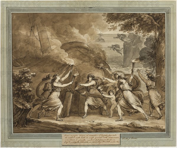 Cupid Advises Calypso to Set  Fire to Mentor’s Ship, from The Adventures of..., 1808. Creator: Bartolomeo Pinelli.