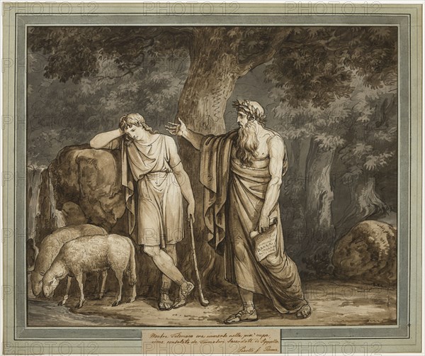 Telemachus is Consoled by Termosiris, Priest of Apollo, from The Adventures of..., 1808. Creator: Bartolomeo Pinelli.