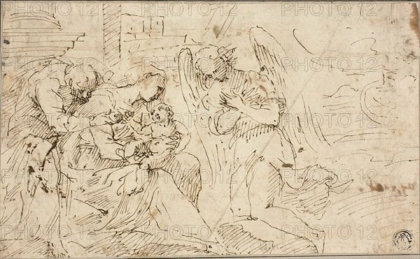 Holy Family with Angel, c.1525. Creator: Jacopo Palma.