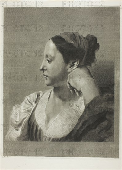 A Young Woman in Profile, 1750/59. Creator: Giovanni Marco Pitteri.