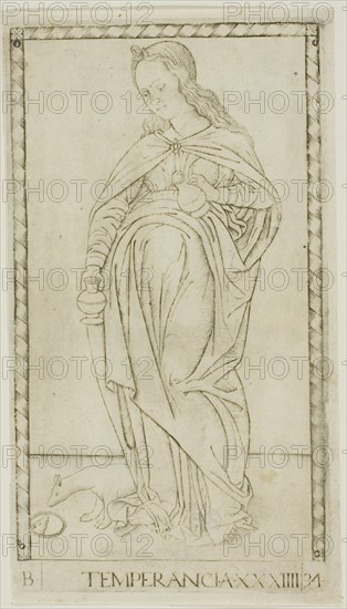 Temperance, plate 34 from Genii and Virtues, c.1465. Creator: Unknown.