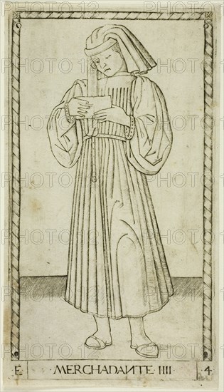 The Merchant, plate four from The Ranks and Conditions of Men, c.1465. Creator: Unknown.