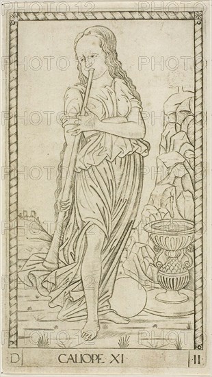 Calliope, plate eleven from Apollo and the Muses, c.1465. Creator: Unknown.