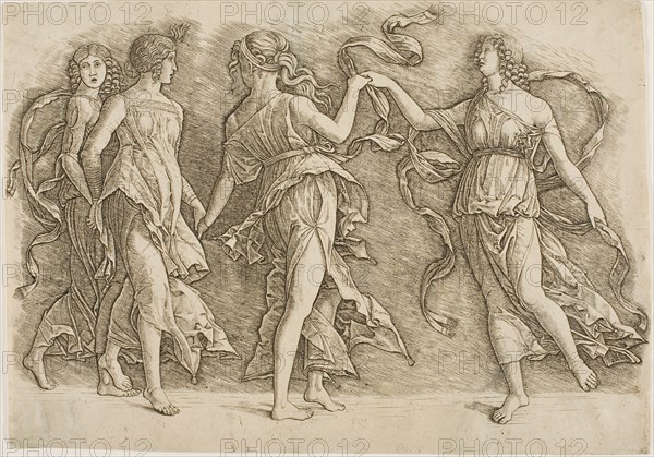 Four Women Dancing, c.1497. Creator: School of Andrea Mantegna.