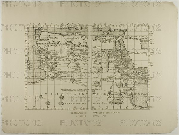 Map of Libya, the Middle East and North Africa, 1478, reprinted 1889. Creator: Unknown.