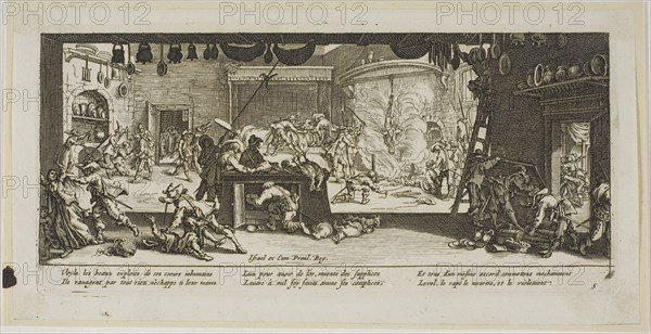 Plundering a Large Farmhouse, plate five from The Large Miseries of War, n.d. Creator: Gerard van Schagen.