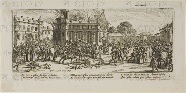 Destruction of a Convent, plate six from The Large Miseries of War, n.d. Creator: Gerard van Schagen.