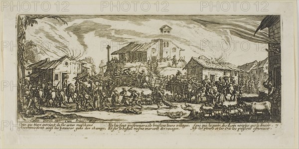 Plundering and Burning a Village, plate seven from The Large Miseries of War, n.d. Creator: Gerard van Schagen.