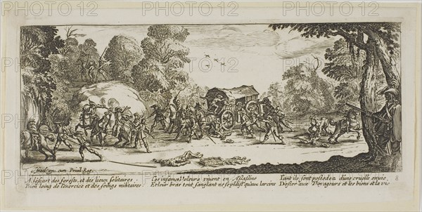 Attack on a Coach, plate eight from The Large Miseries of War, n.d. Creator: Gerard van Schagen.