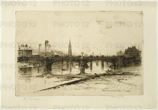 Albert, Railway, and Victoria Bridges, plate six from the Clyde Set, 1889. Creators: David Young Cameron, F. Goulding.